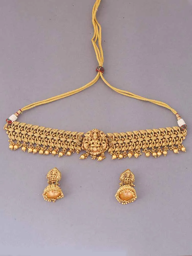 Golden Mahadevi Temple Jewellery Set