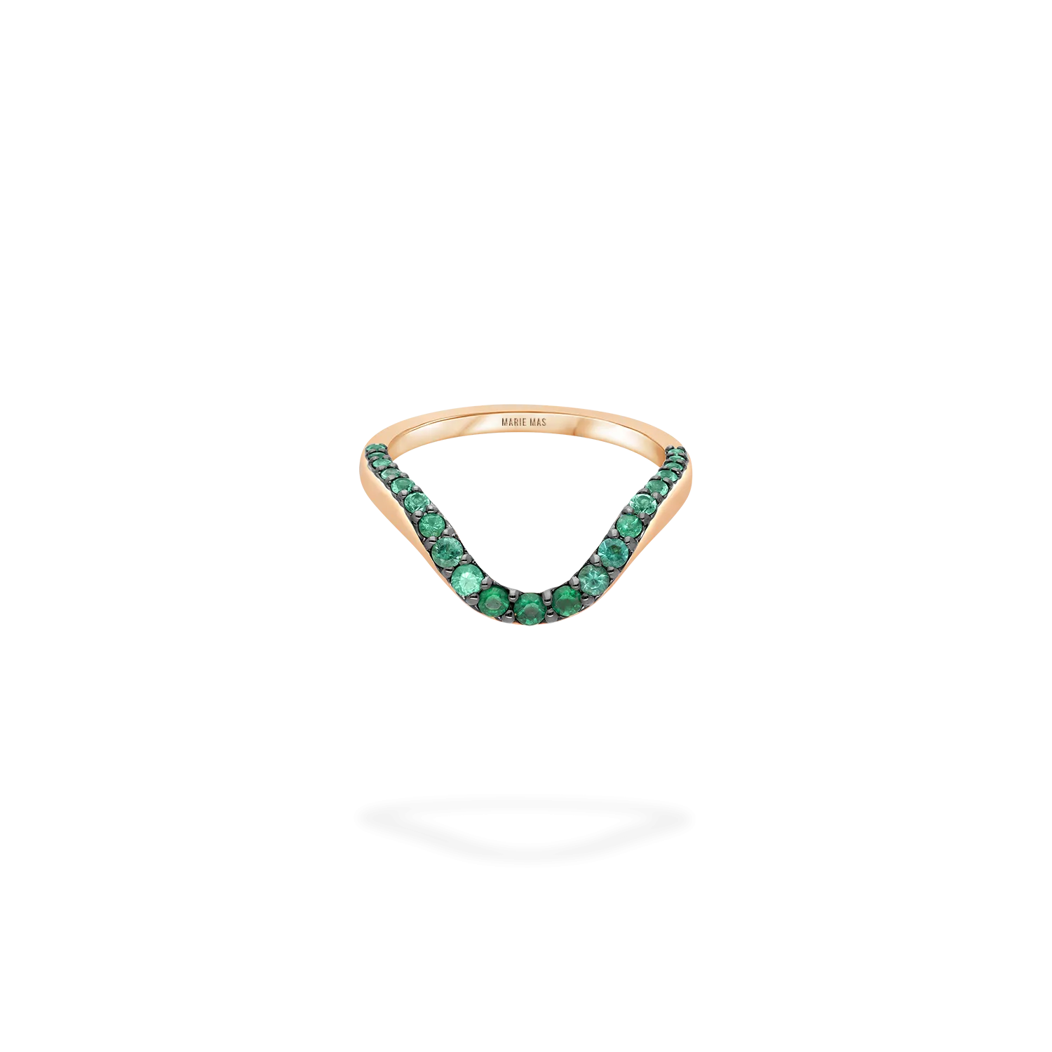Grand Halo Ring | Half pavé, rose gold & emeralds