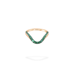 Grand Halo Ring | Half pavé, rose gold & emeralds