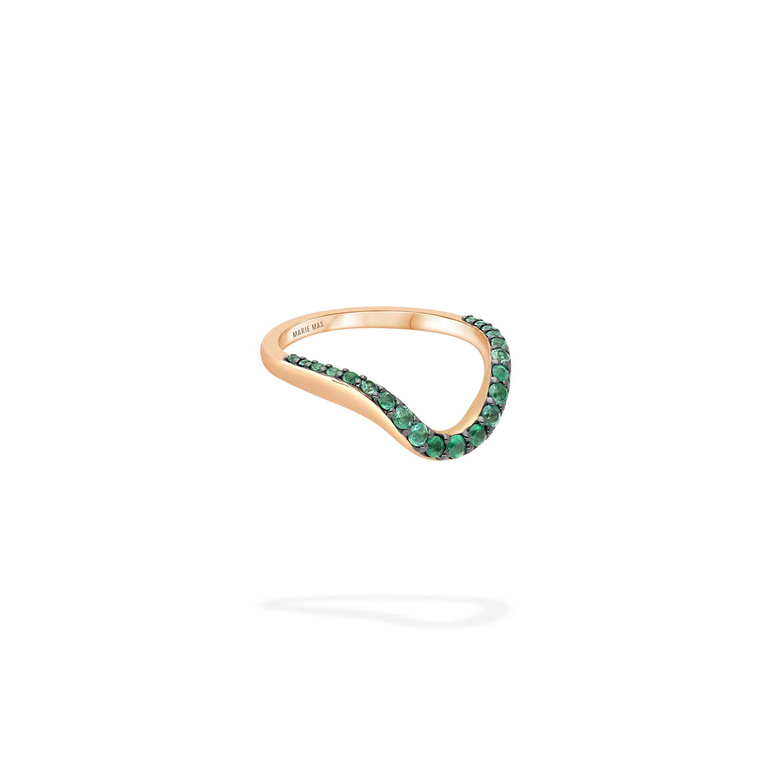 Grand Halo Ring | Half pavé, rose gold & emeralds