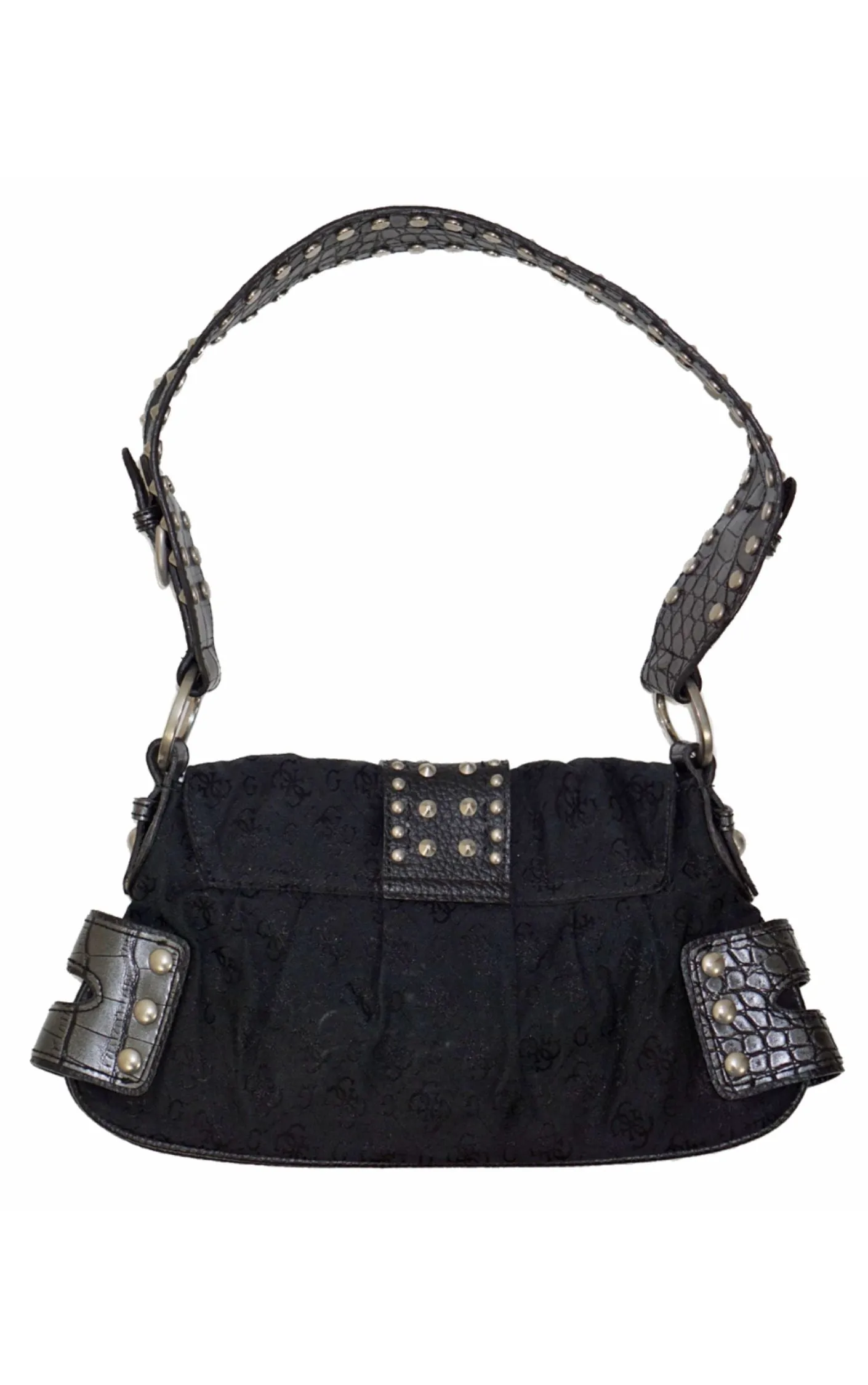 GUESS Vintage Y2K Studded Black Logo Mini Shoulder Bag