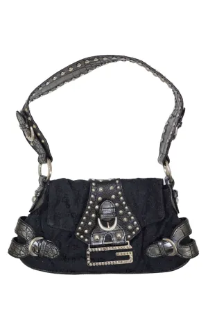 GUESS Vintage Y2K Studded Black Logo Mini Shoulder Bag