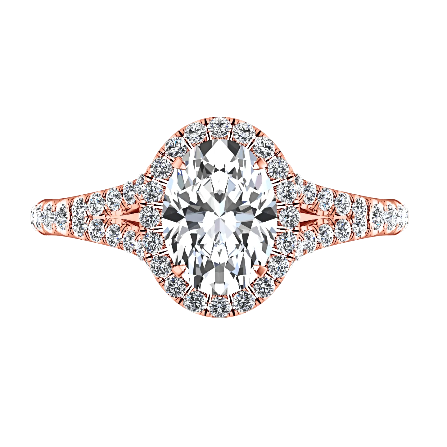 Halo Diamond Oval Engagement Ring Melody 14K Rose Gold