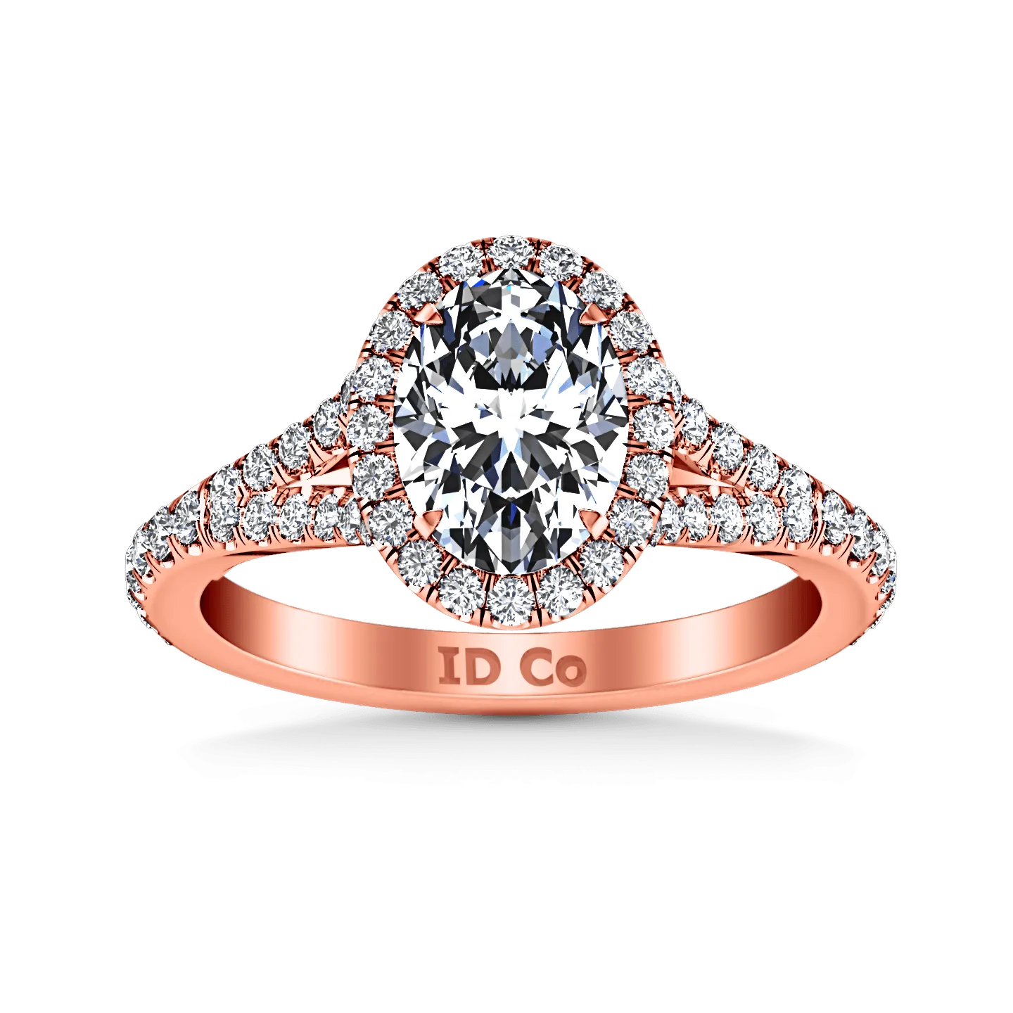 Halo Diamond Oval Engagement Ring Melody 14K Rose Gold