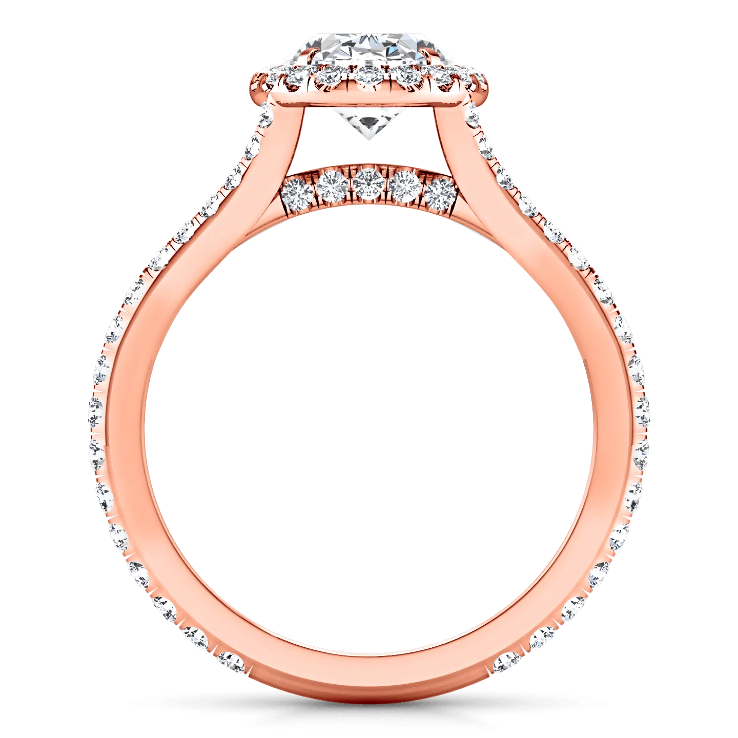 Halo Diamond Oval Engagement Ring Melody 14K Rose Gold