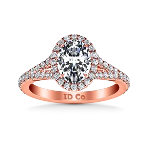 Halo Diamond Oval Engagement Ring Melody 14K Rose Gold