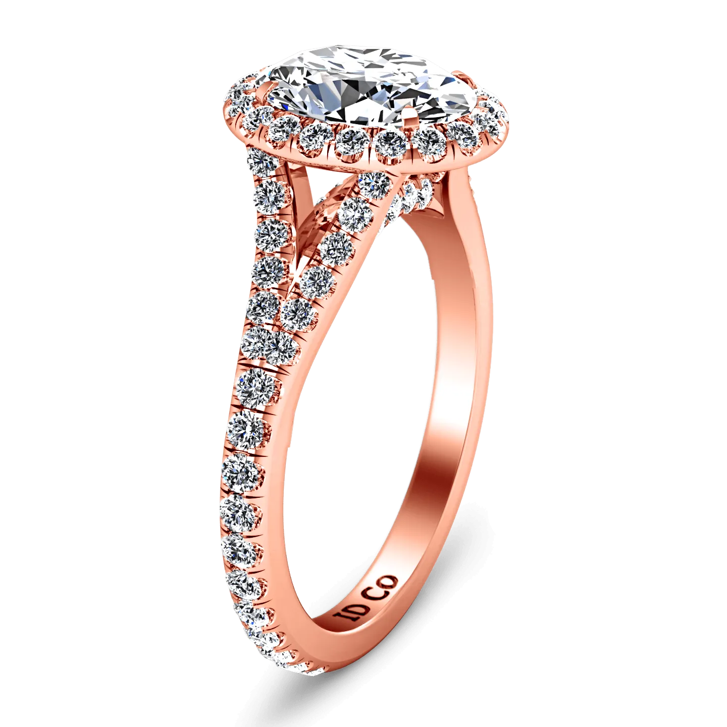 Halo Diamond Oval Engagement Ring Melody 14K Rose Gold