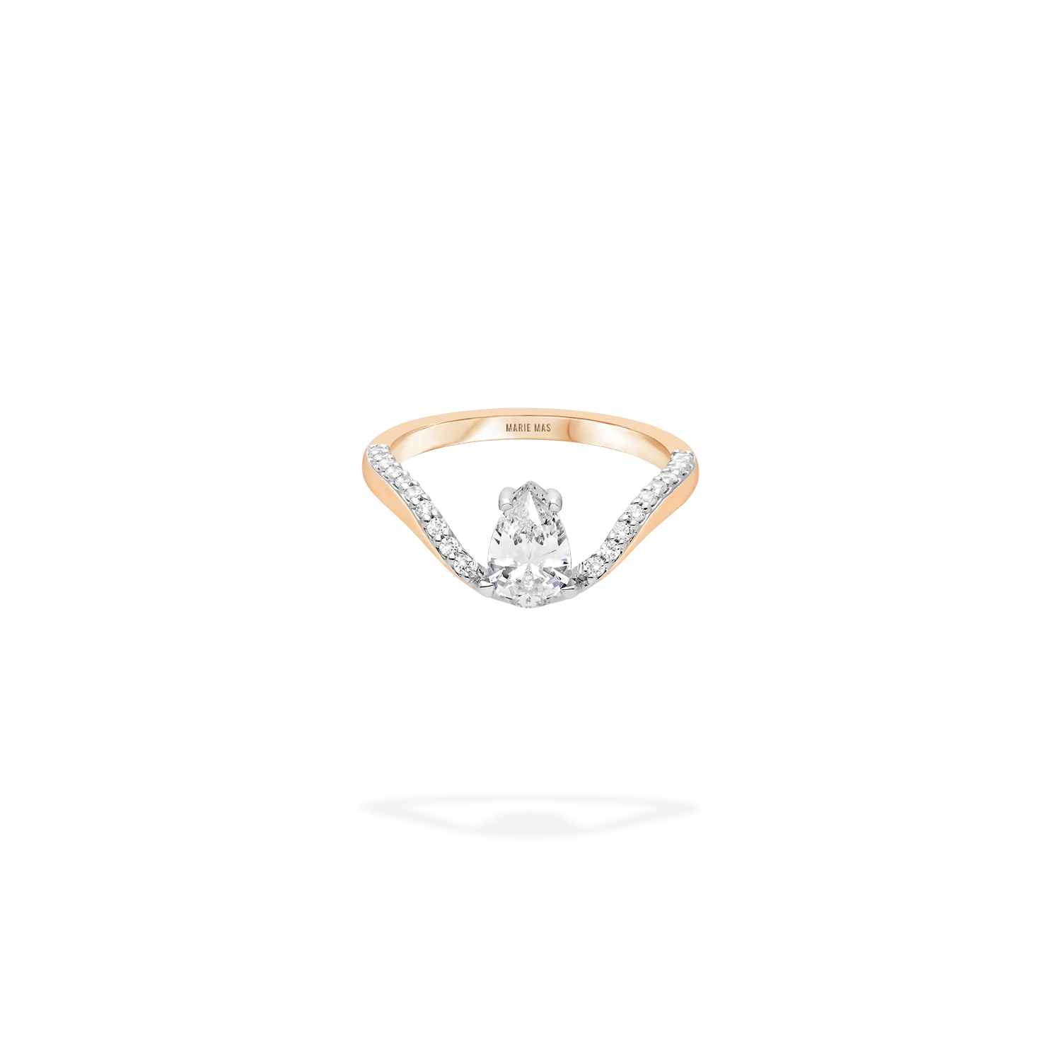 Halo Ring | Half pavé, rose gold & pear diamond