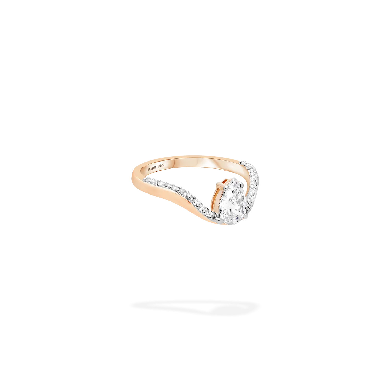 Halo Ring | Half pavé, rose gold & pear diamond