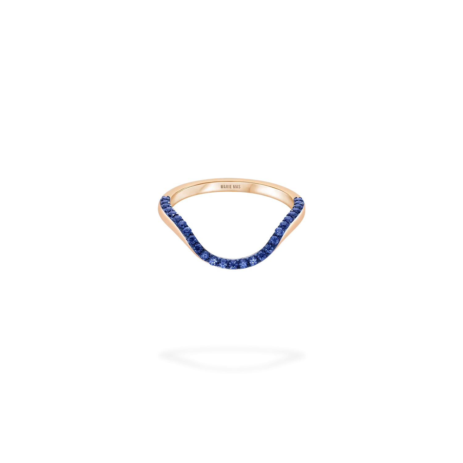 Halo Ring |  | Half pavé, rose gold & sapphires