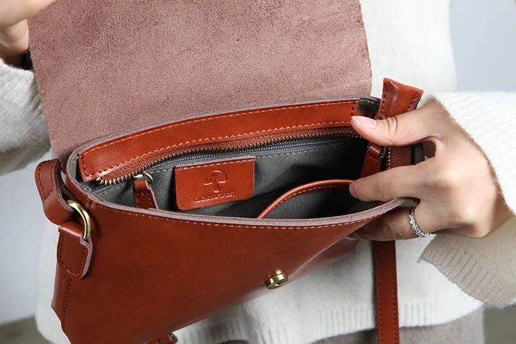 Handmade Flap Bag Women's Leather Crossbody Bags Purses For Women