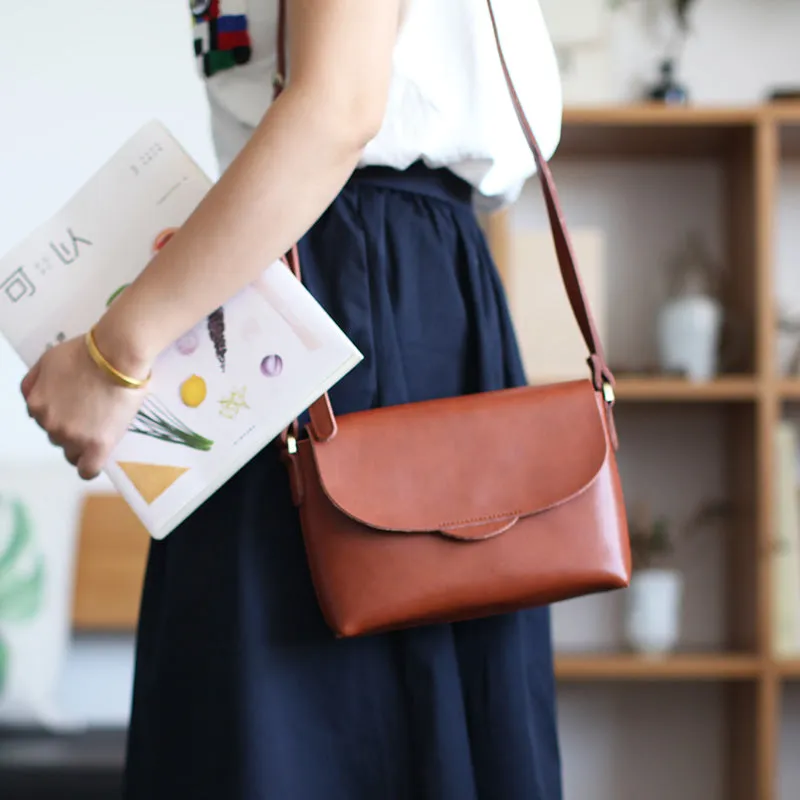 Handmade Flap Bag Women's Leather Crossbody Bags Purses For Women