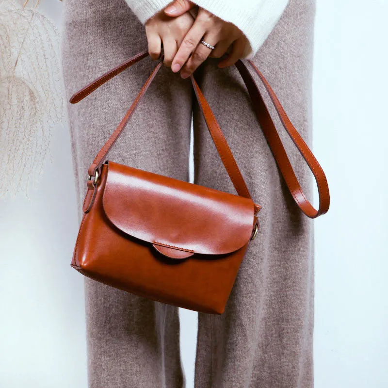 Handmade Flap Bag Women's Leather Crossbody Bags Purses For Women