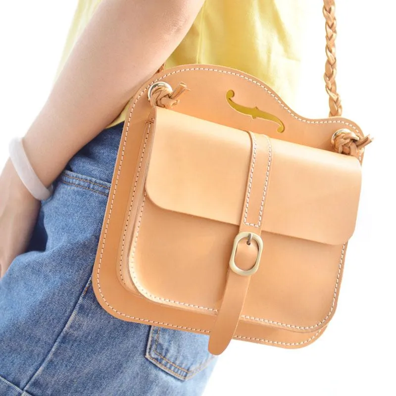 Handmade Leather Cute Brown Small Shoulder Bag Personalized Monogrammed Gift Custom Women Crossbody Bag Purse Shoulder Bag Purse