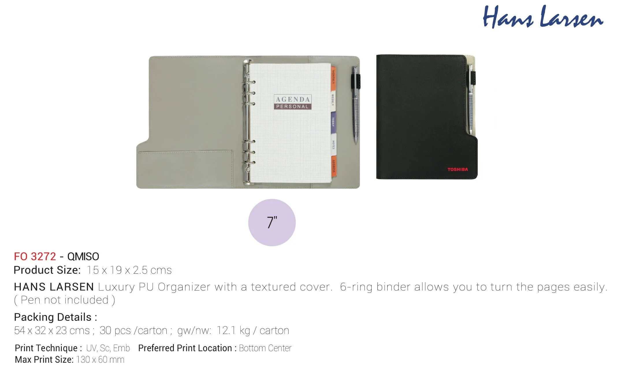 Hans Larsen - AMS- FO 3272 Qmiso - PU Leather -7" Organizer