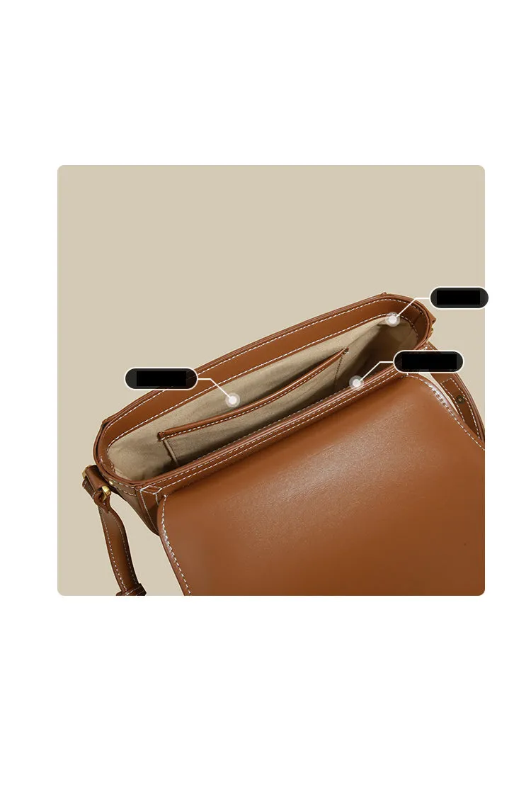 Hasp Leather Crossbody Saddle Bag