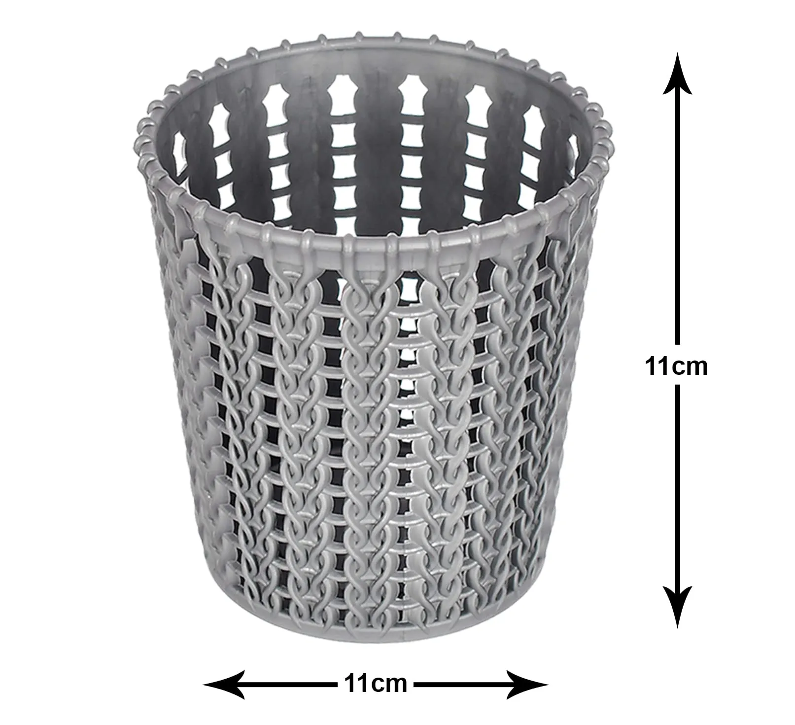 Heart Home Round Shape M 10 Multipurpose Plastic Holder/Organizer for Kitchen, Bathroom, Office, Living Room - Pack of 2 (Grey)-46HH0426