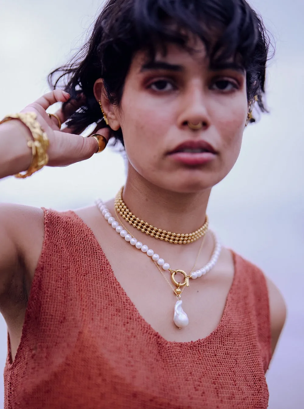Hoku Big Baroque Pearl Necklace | 18kt Solid Gold