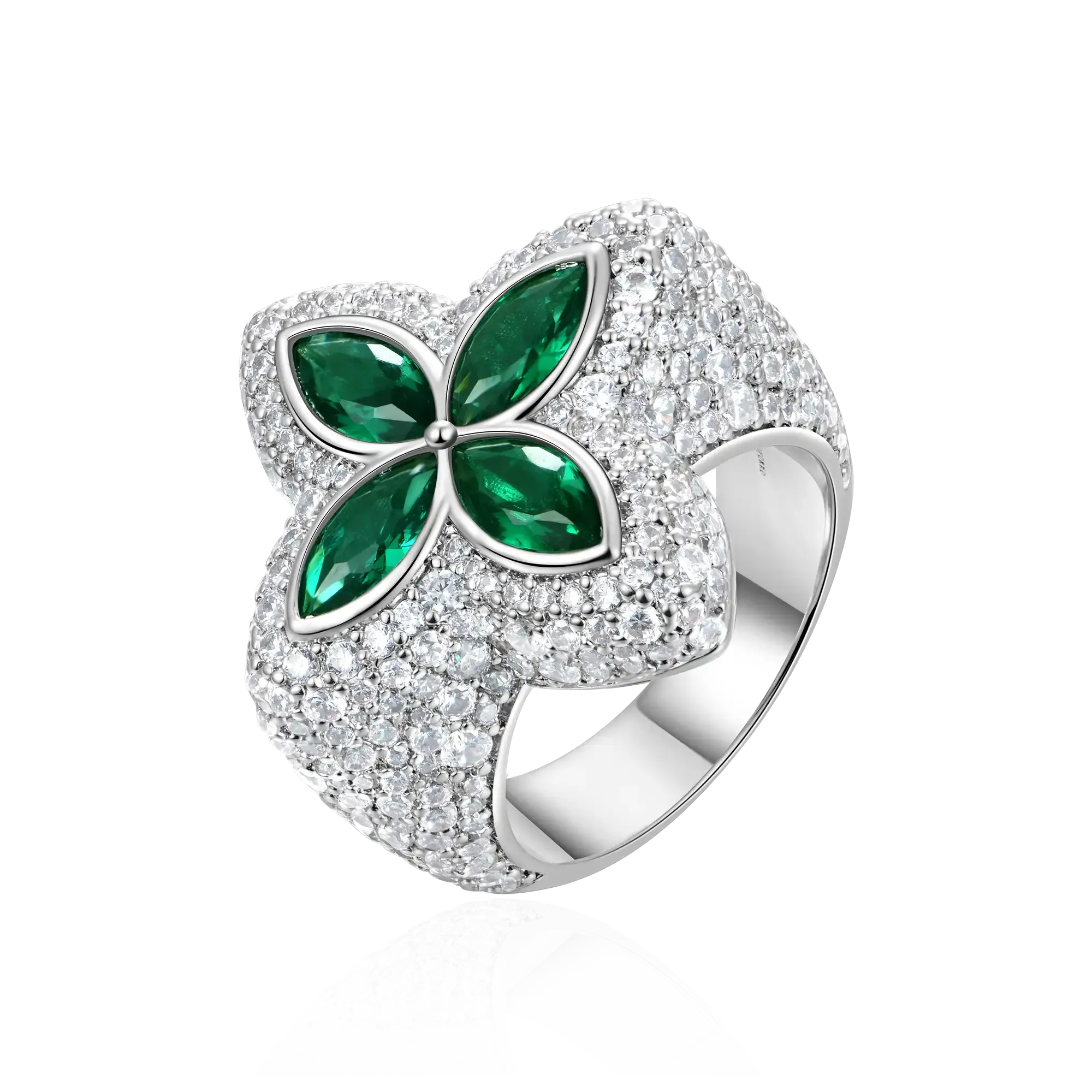 Iced Luminous Clover Ring