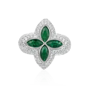 Iced Luminous Clover Ring