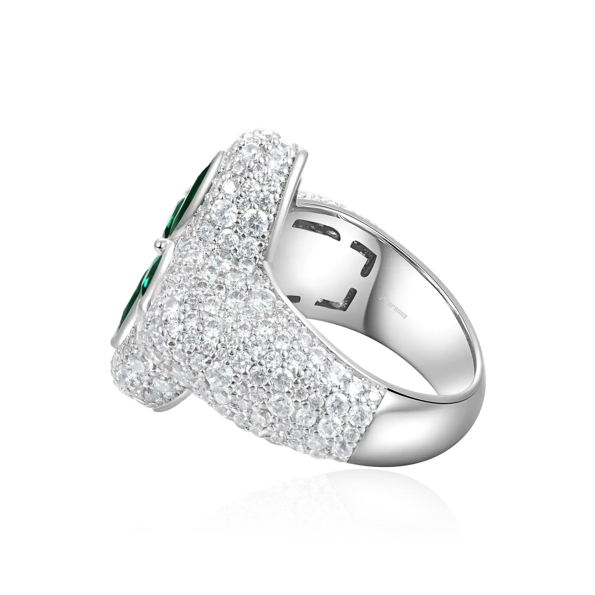 Iced Luminous Clover Ring