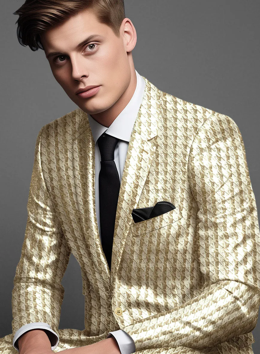 Italian Silk Golden Houndstooth Suit