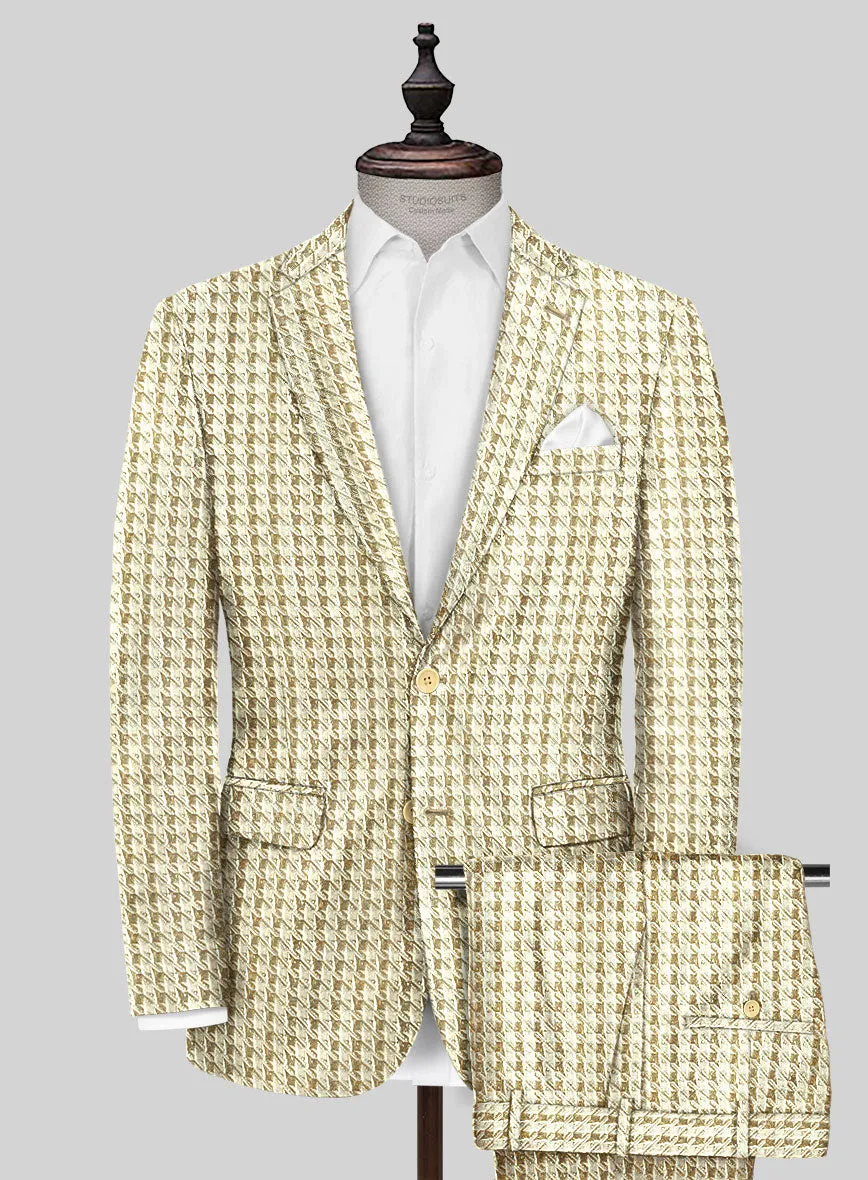 Italian Silk Golden Houndstooth Suit