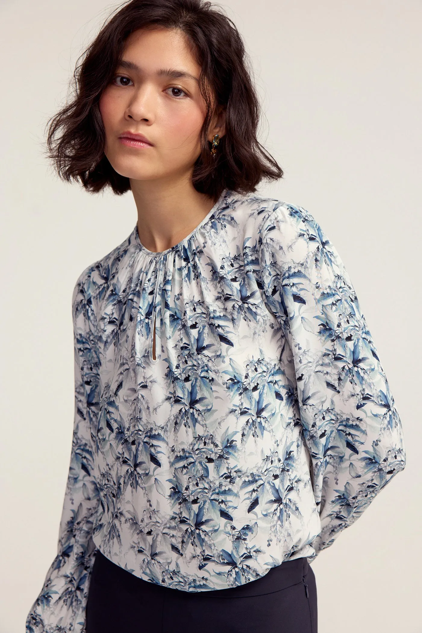 Keyhole Blouse - Blue Lily