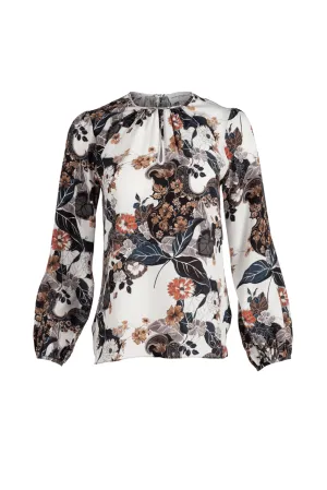 Keyhole Blouse - Ivory Persian Paisley