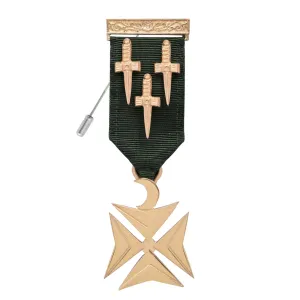 Knights Of Constantinople AMD Breast Jewel - Gold Plated With Green Ribbon
