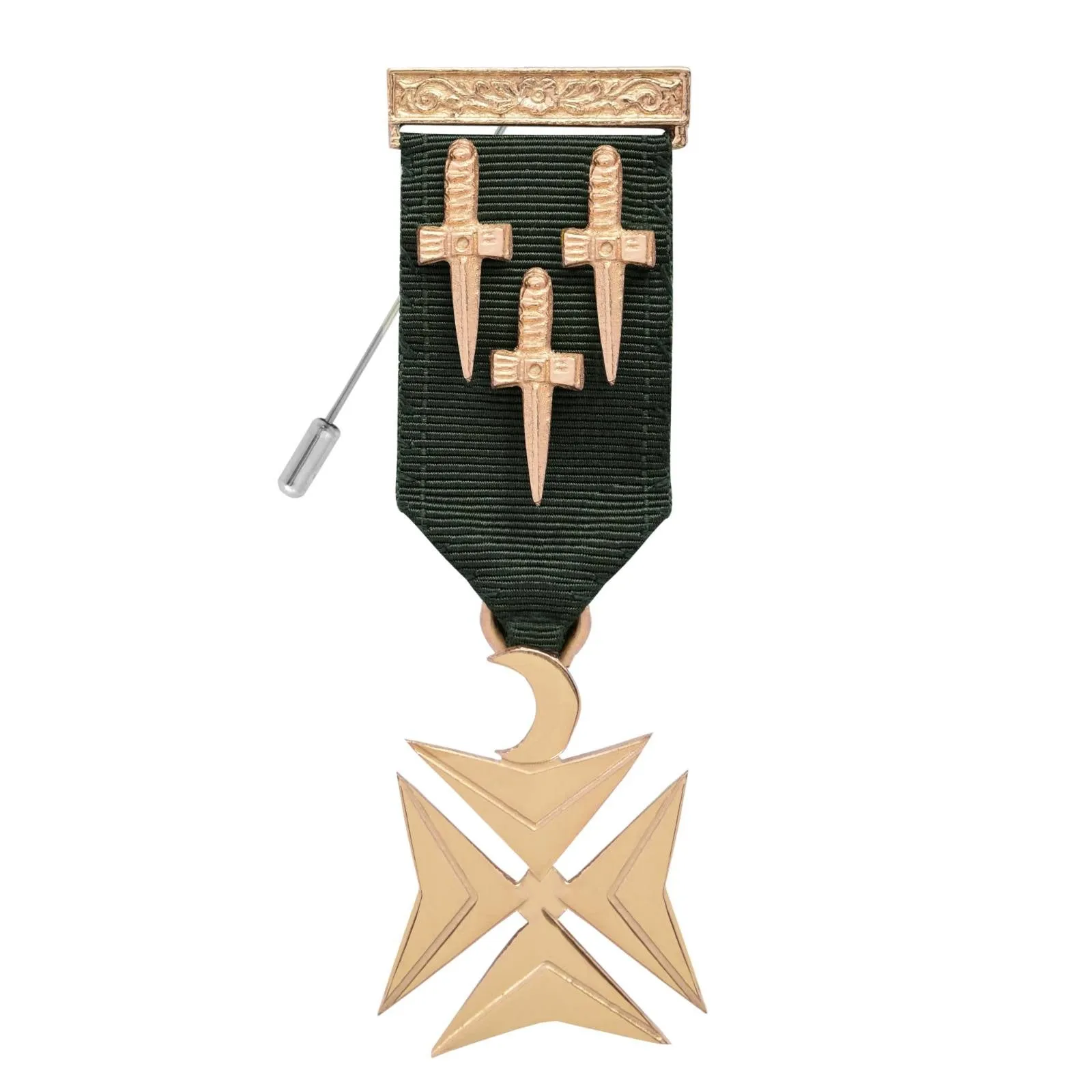 Knights Of Constantinople AMD Breast Jewel - Gold Plated With Green Ribbon