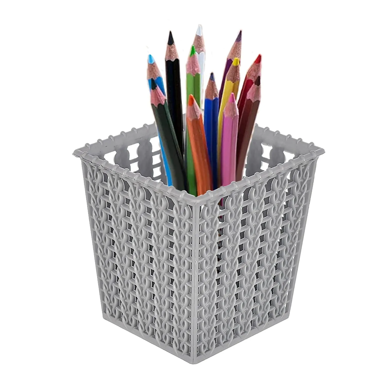 Kuber Industries Square Shape M 5 Multipurpose Plastic Holder/Organizer for Kitchen, Bathroom, Office, Living Room - Pack of 2 (Brown & Grey)-46KKM0218