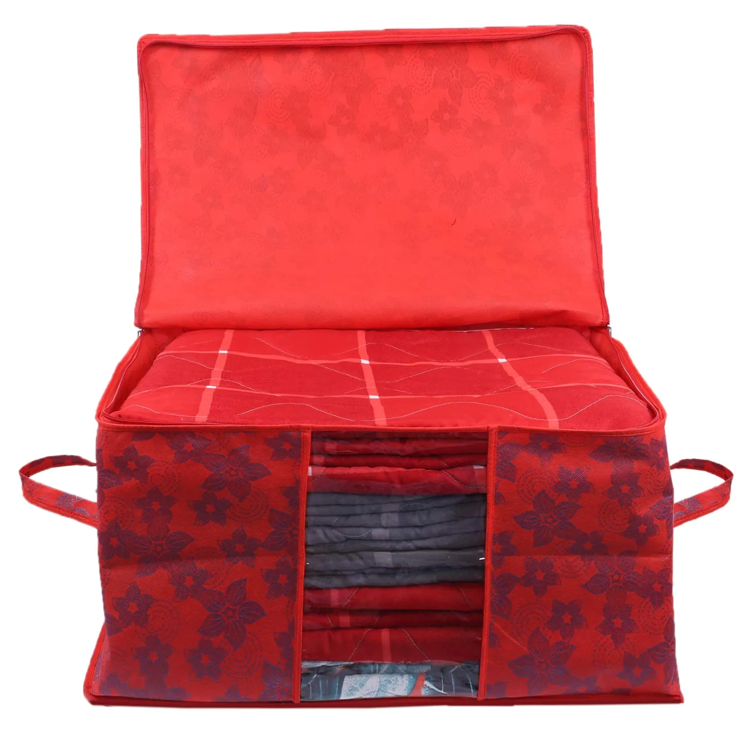 Kuber Industries Underbed Storage Bag, Storage Organiser, Blanket Cover Set of 1 - Maroon, Extra Large Size, CTKUBM17