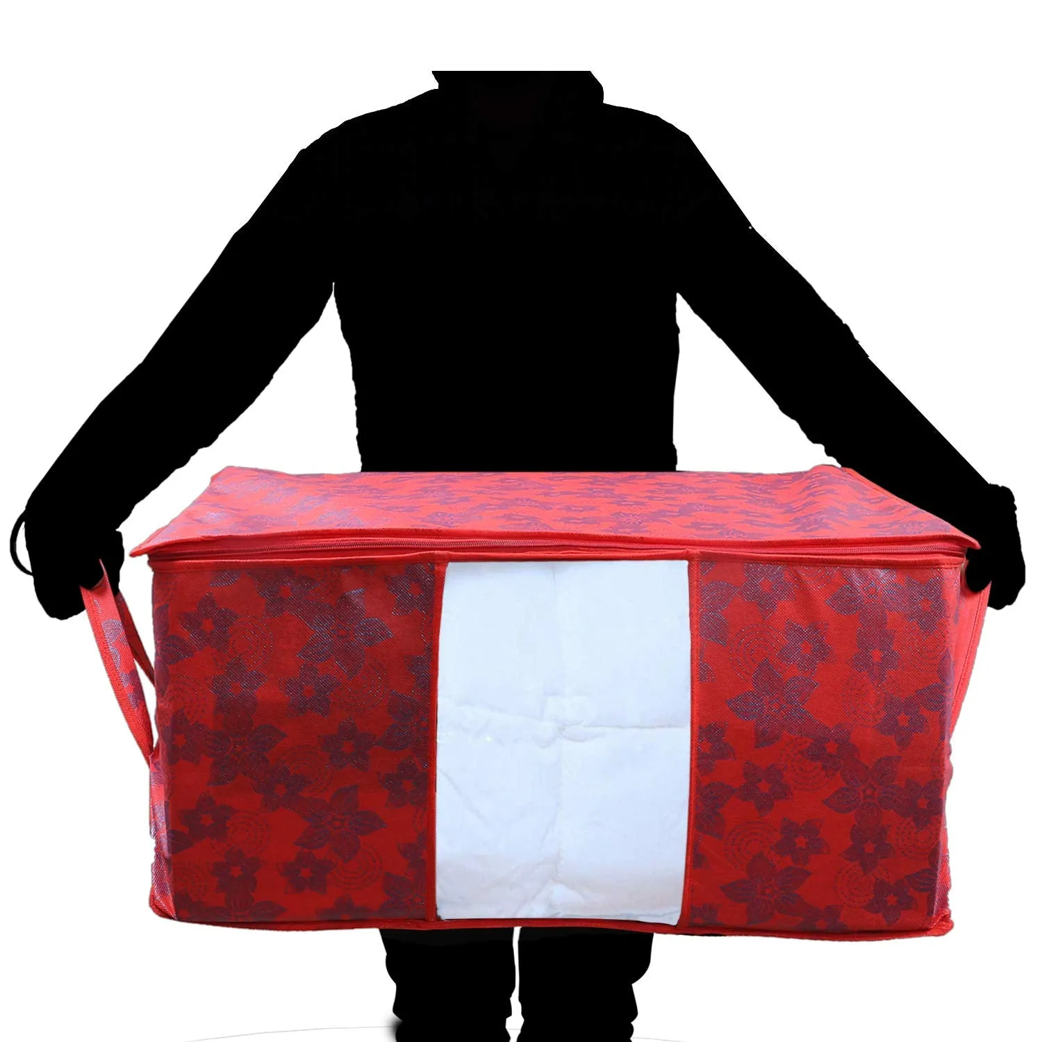 Kuber Industries Underbed Storage Bag, Storage Organiser, Blanket Cover Set of 1 - Maroon, Extra Large Size, CTKUBM25