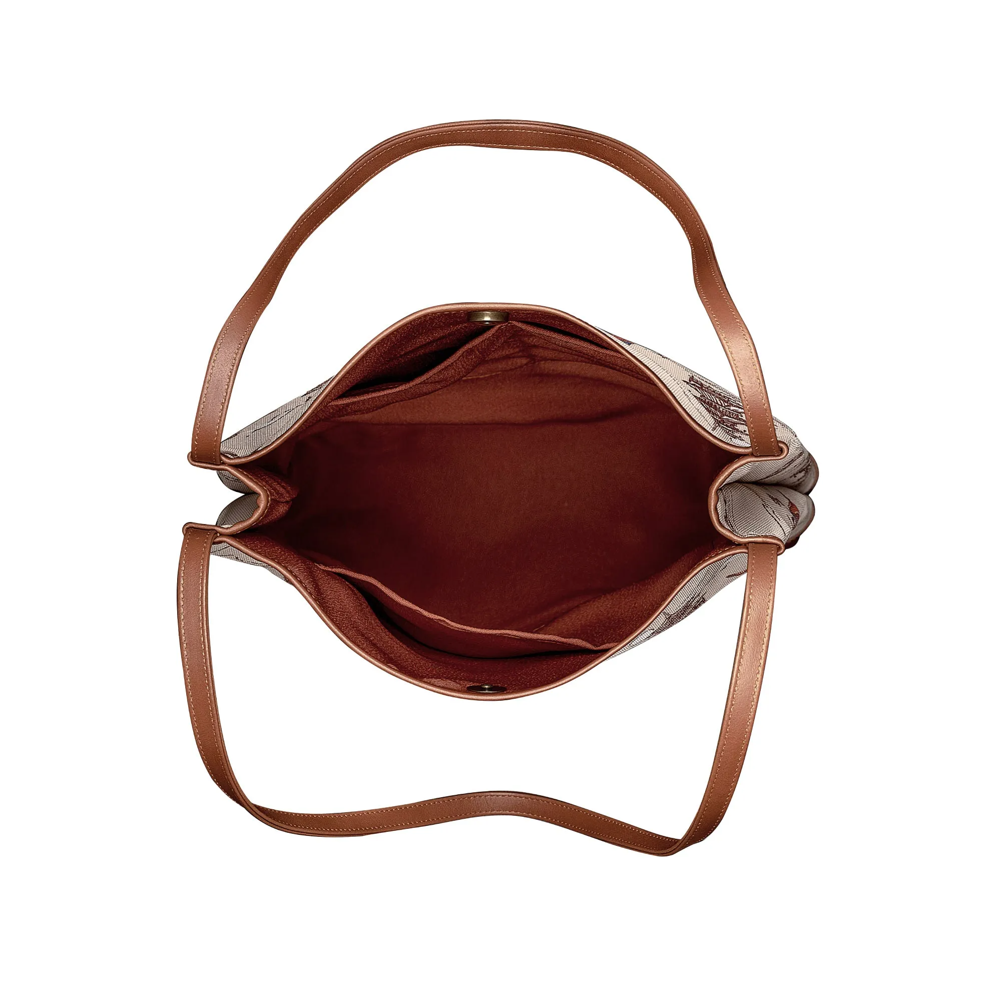 Lantern Grace Tote Bag with Leather Handle  Beige