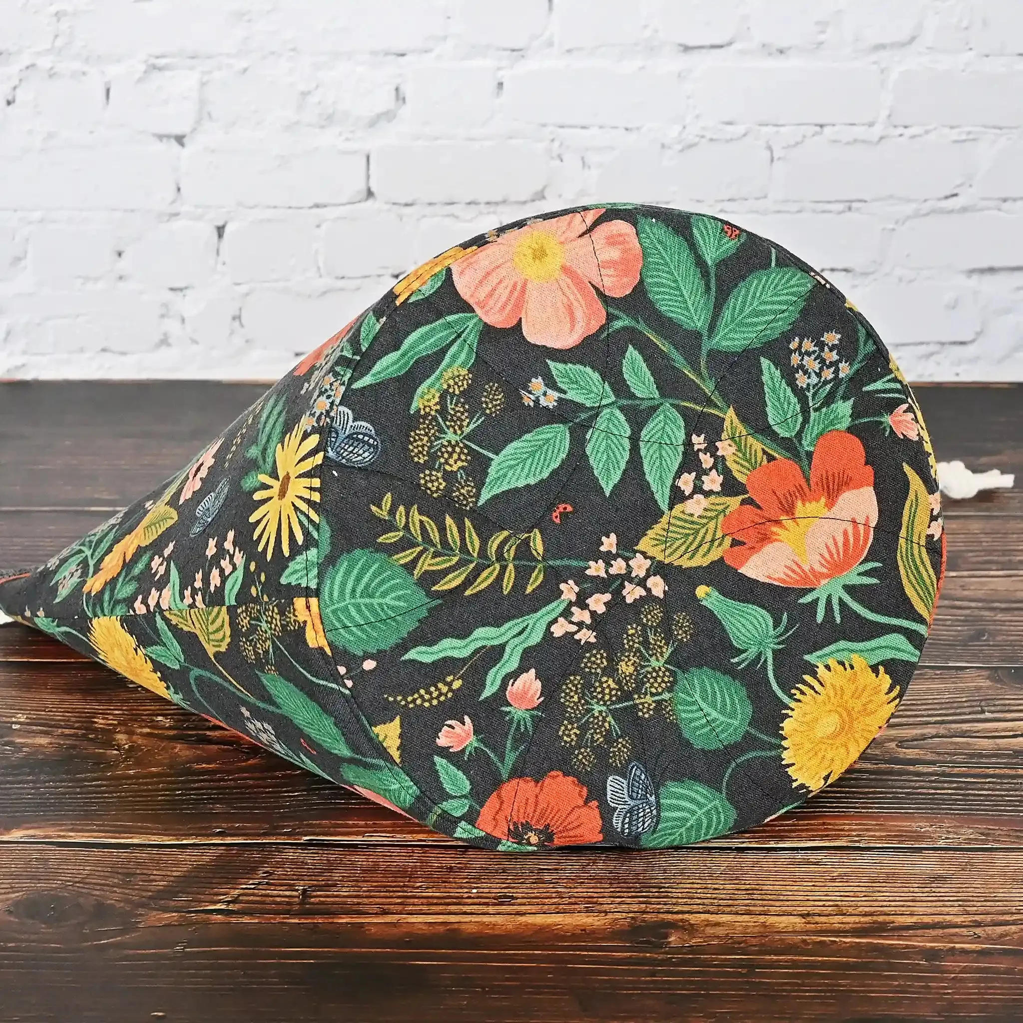 Large Bucket Style Drawstring Knitting Bag with Quilted Bottom