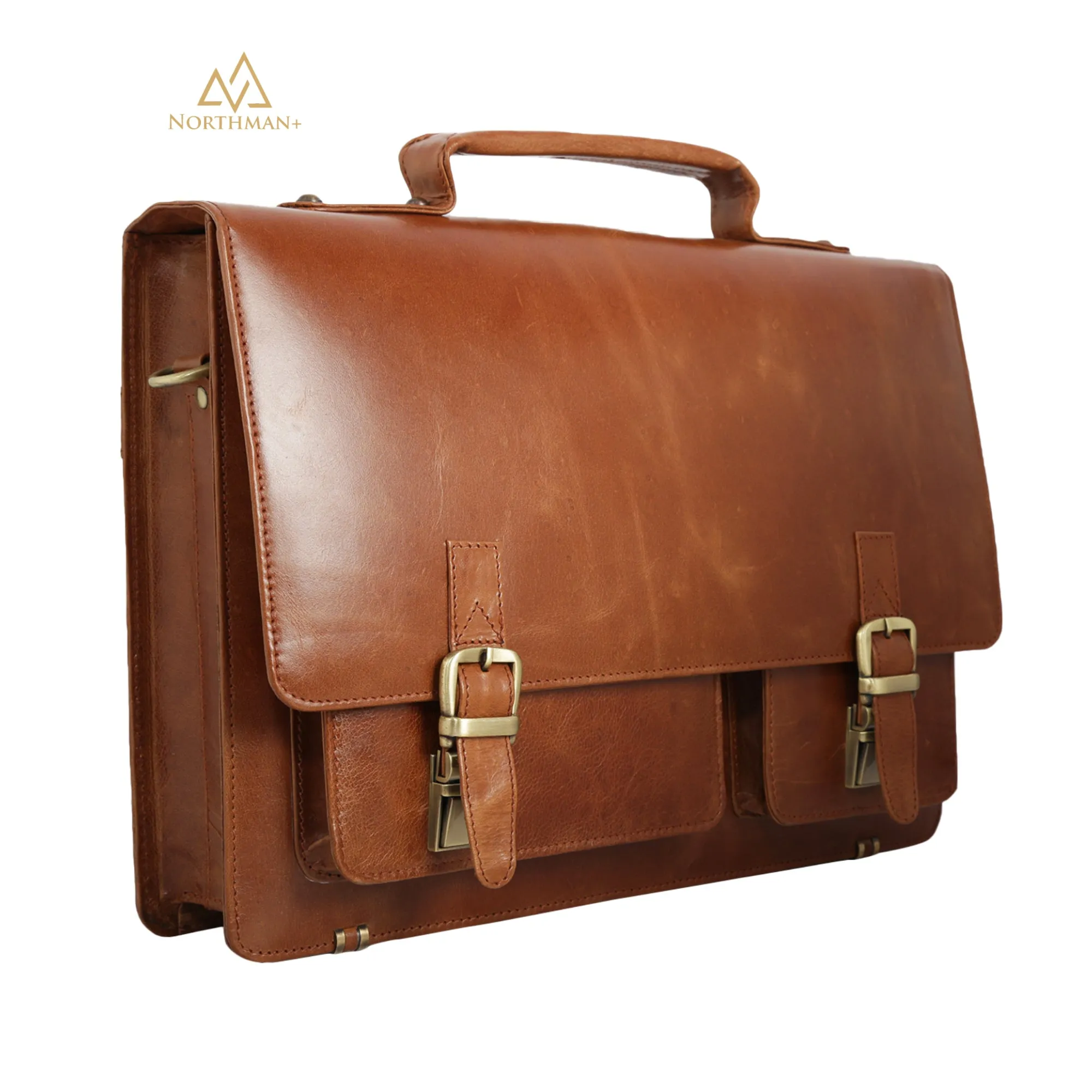 Leather Briefcase in Tan brown