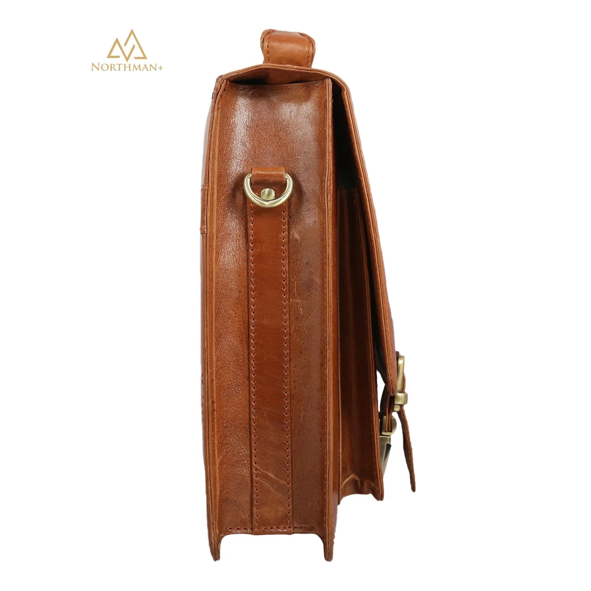 Leather Briefcase in Tan brown