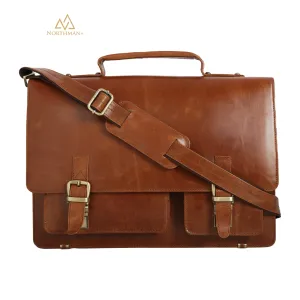 Leather Briefcase in Tan brown