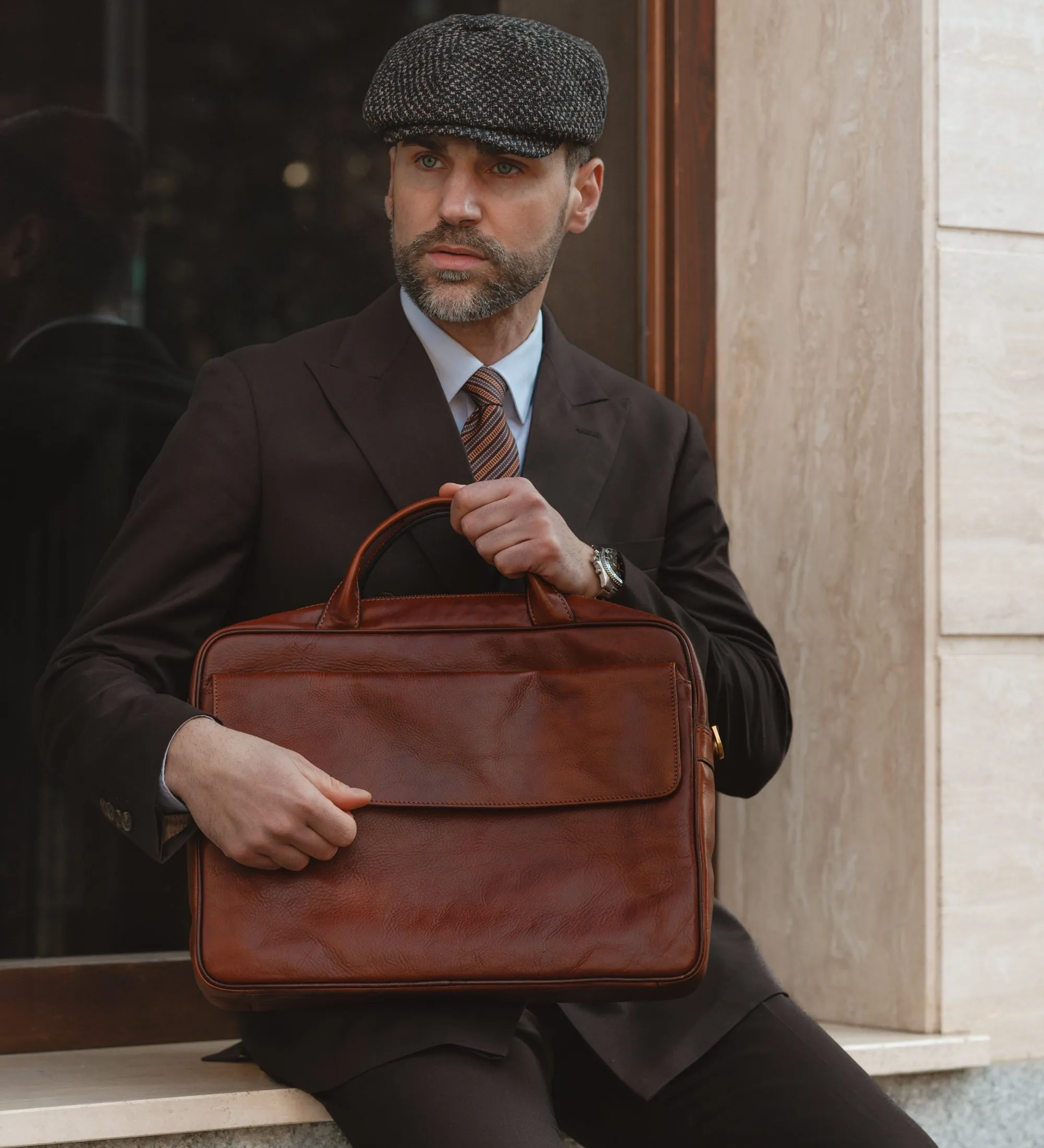 Leather Briefcase Laptop Bag - The Sheltering Sky