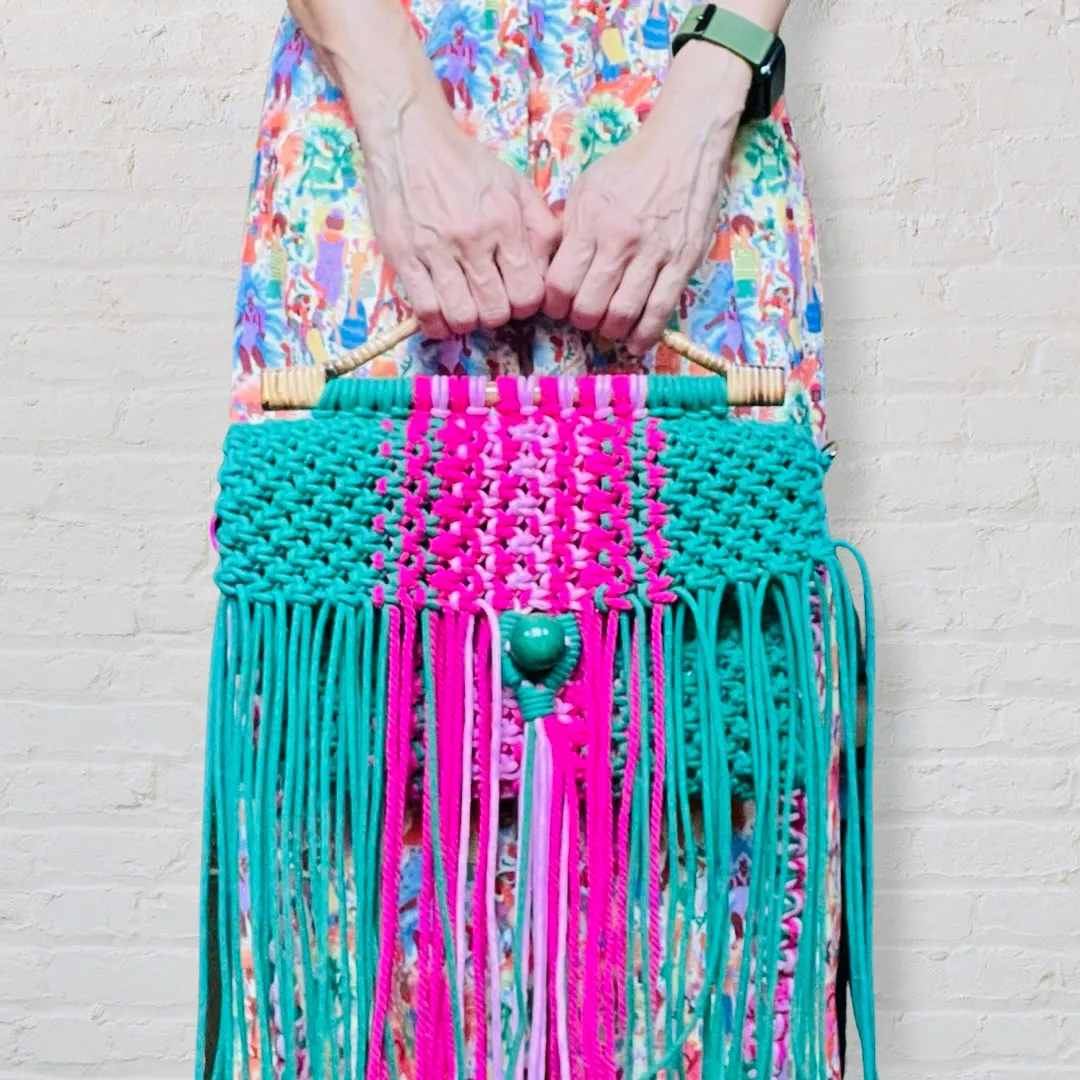 Lolla Handcarry Tote & Crossbody Bag with Rattan Handles