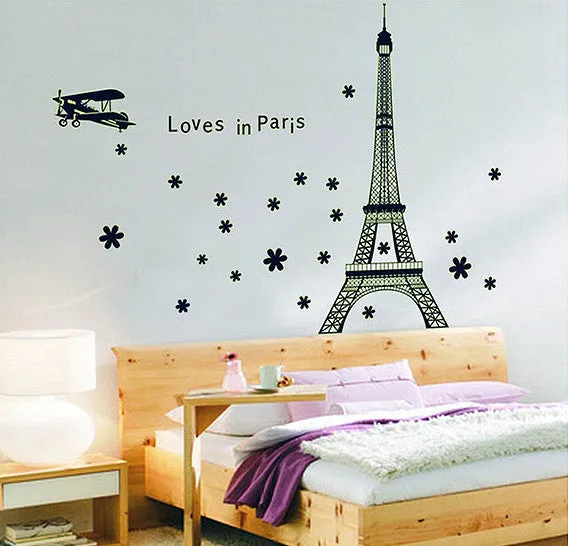 Love in Paris Night Eiffel Luminous Wall Sticker - DIY Decorative Wall Decal