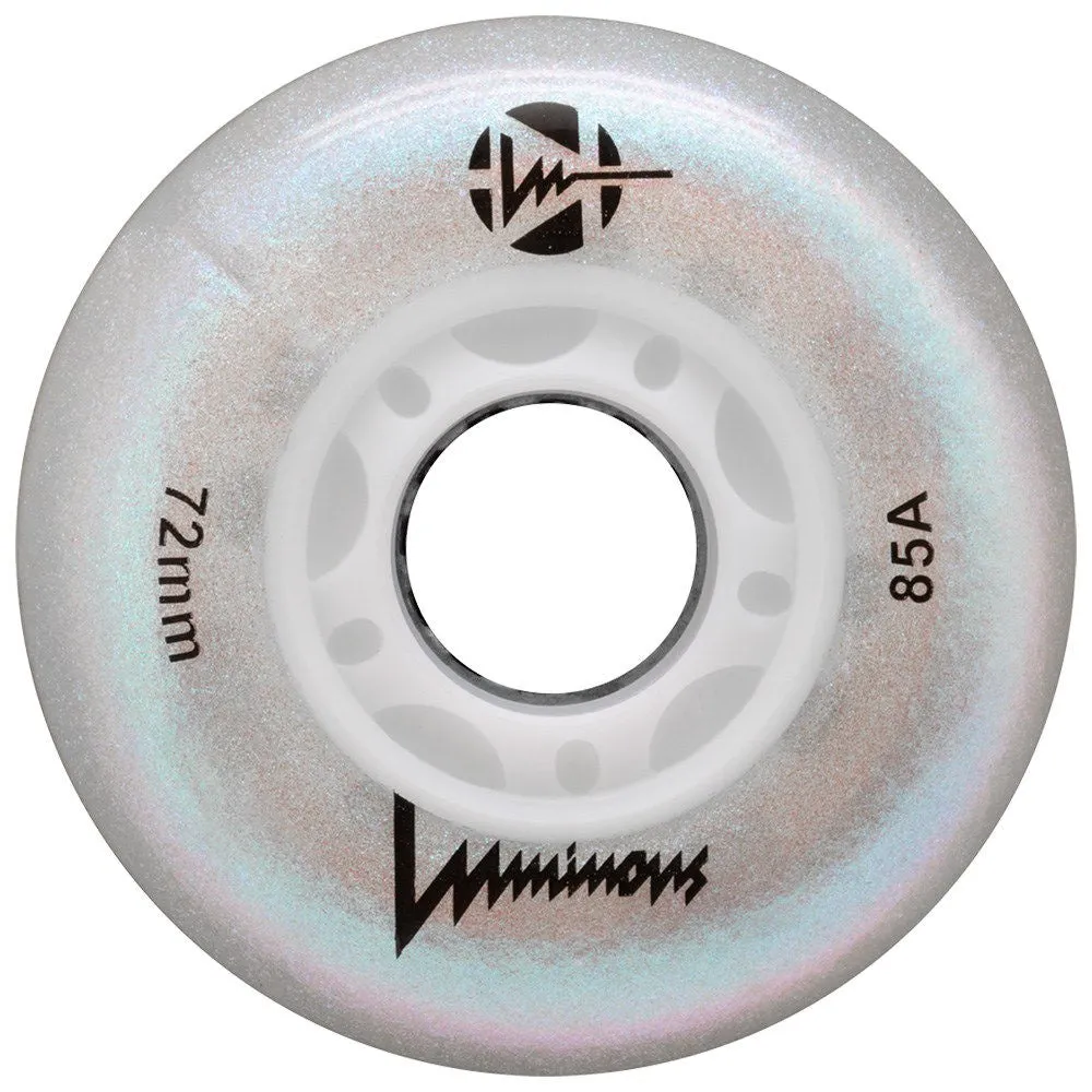 Luminous 72mm LED Glitter Light Up Inline Skate Wheels - 4 pack