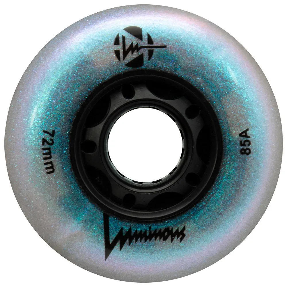 Luminous 72mm LED Glitter Light Up Inline Skate Wheels - 4 pack