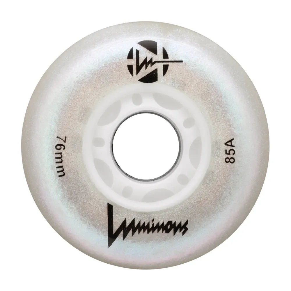 Luminous 76mm LED Glitter Light Up Inline Skate Wheels - 4pack