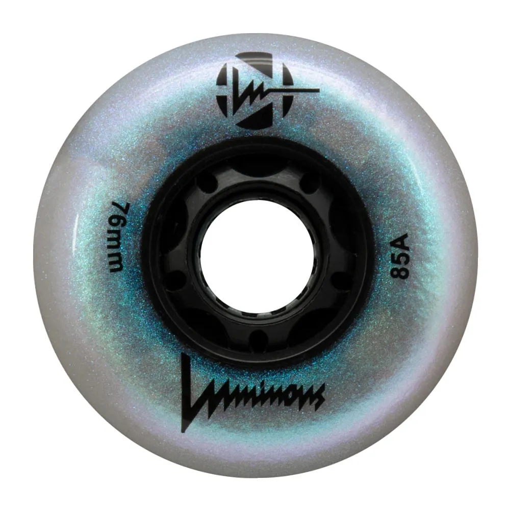 Luminous 76mm LED Glitter Light Up Inline Skate Wheels - 4pack