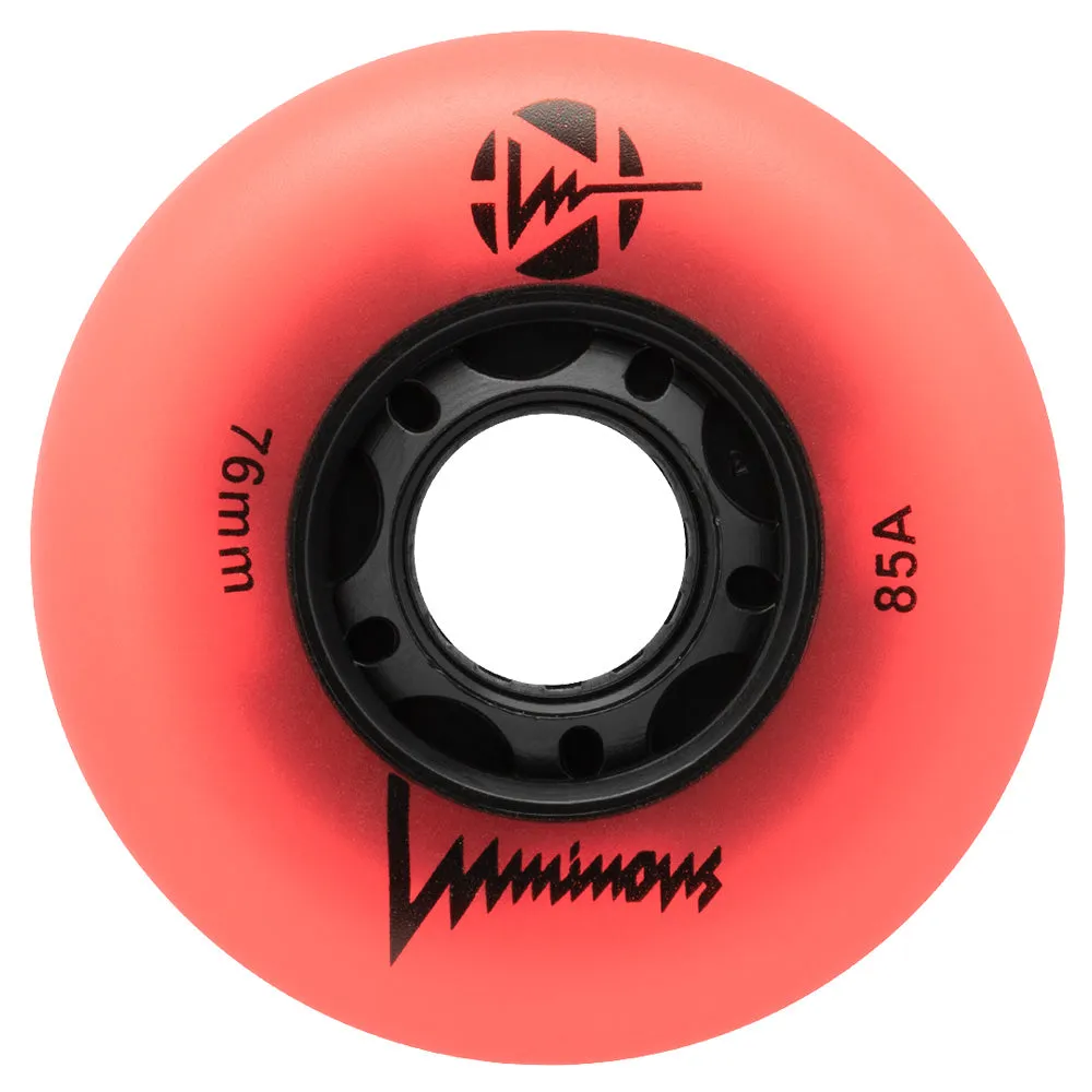 Luminous 76mm LED Glow Light Up Inline Skate Wheels - 4 pack