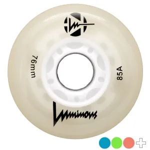Luminous 76mm LED Glow Light Up Inline Skate Wheels - 4 pack