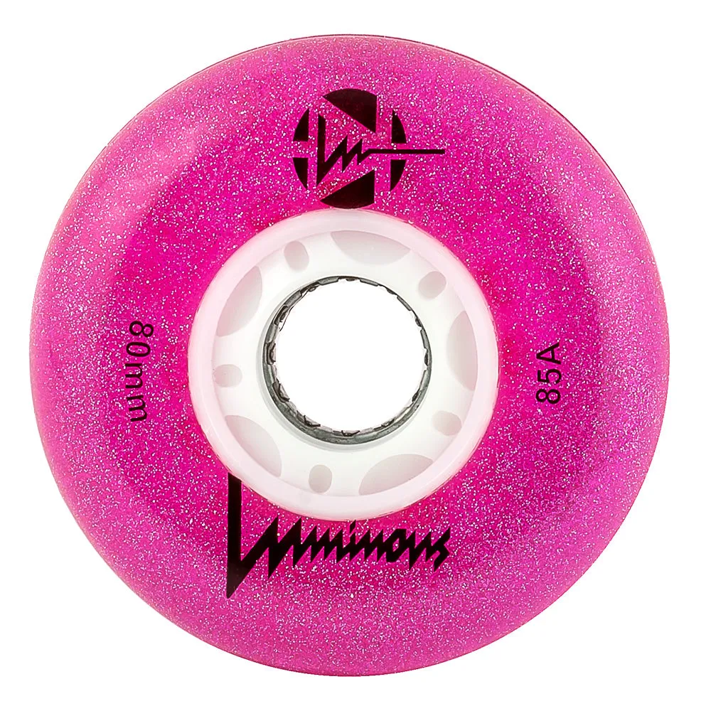 Luminous 80mm LED Glitter Light Up Inline Skate Wheels - 4 pack