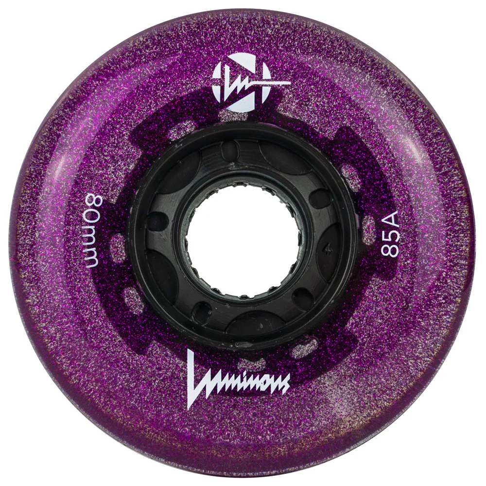 Luminous 80mm LED Glitter Light Up Inline Skate Wheels - 4 pack